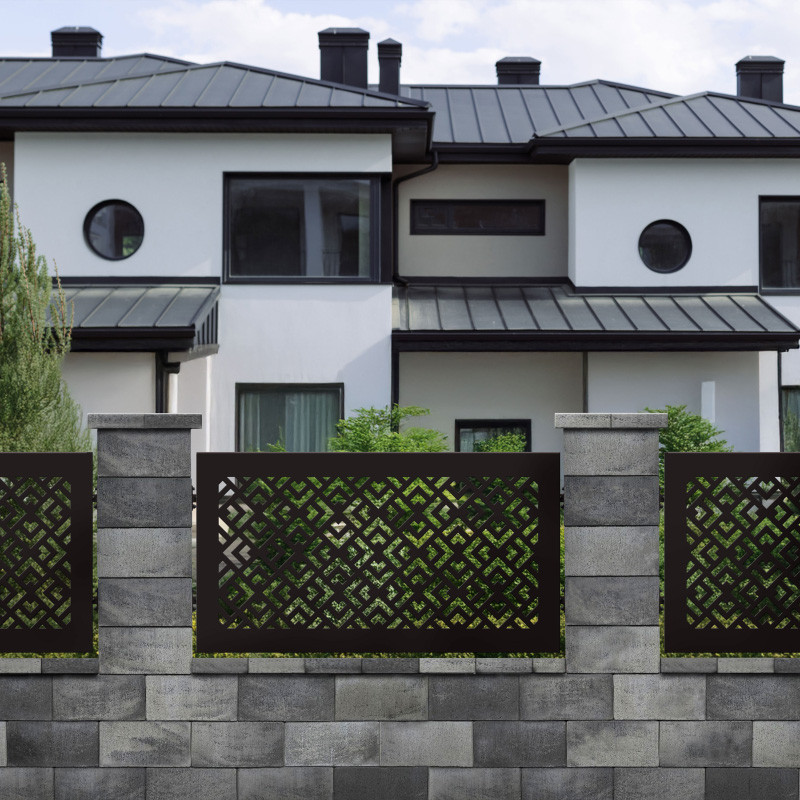 Barabás kerítés fedlap 25x30x6cm - fekete-fehér melír